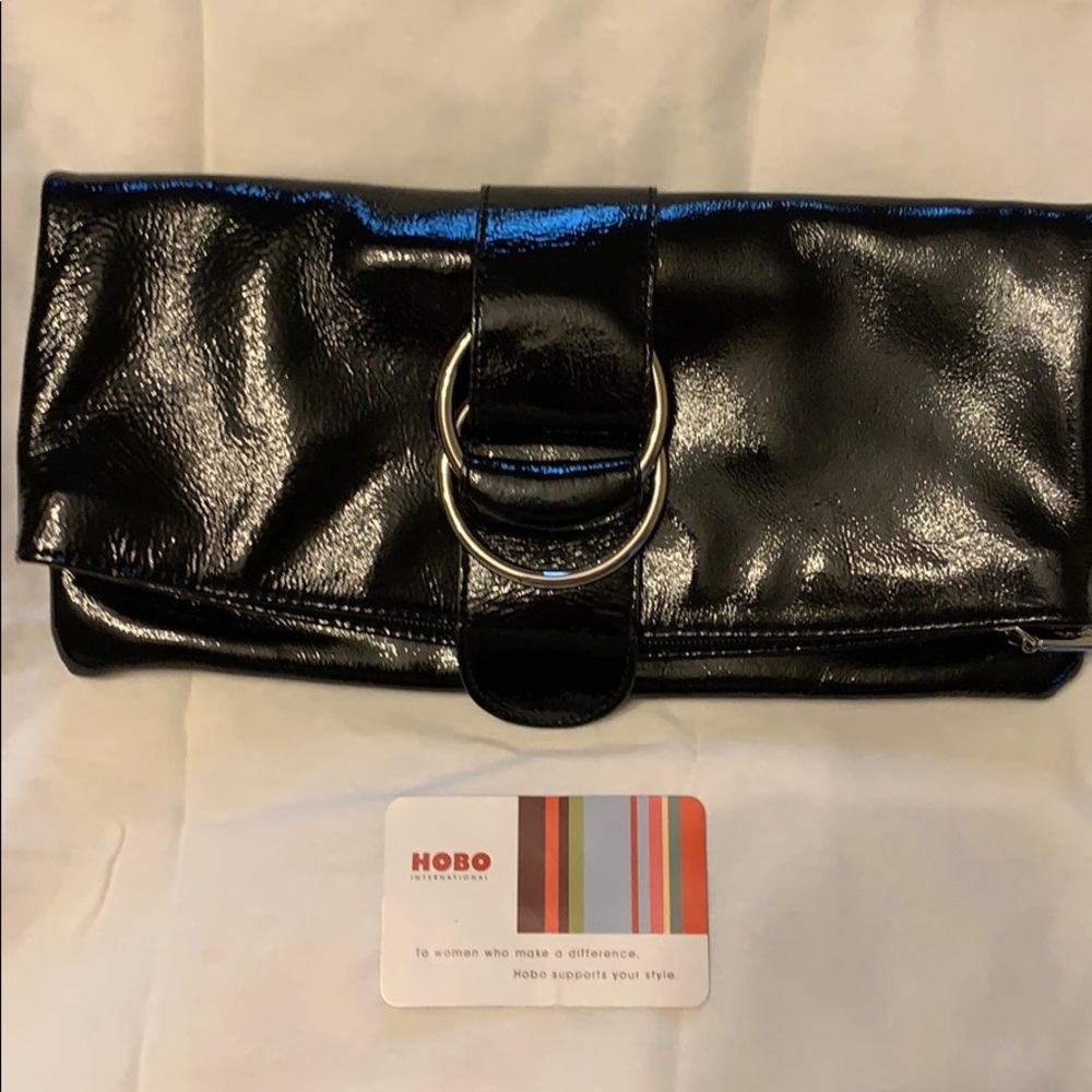 HOBO black patent leather clutch